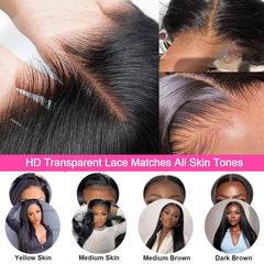 AUOU HD lace front wig natural skin-tone knots for invisible cap.