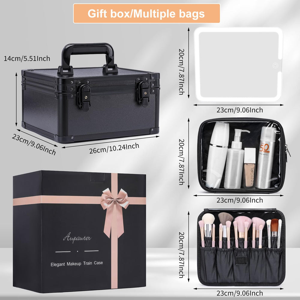 Aupauter hardside makeup organizer durable shell protects cosmetics during trips.