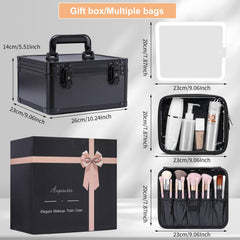 Aupauter hardside makeup organizer durable shell protects cosmetics during trips.