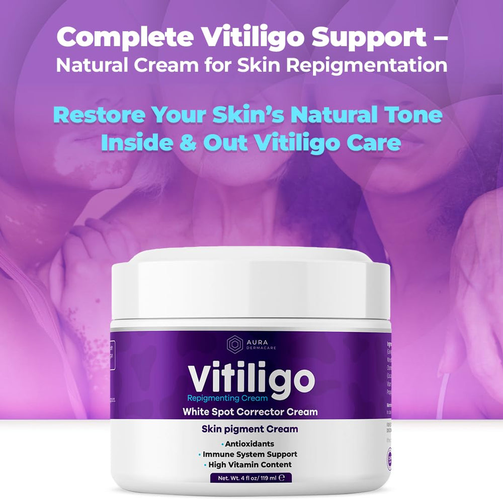 Aura Vitamins Vitiligo Cream being smoothly absorbed on forearm