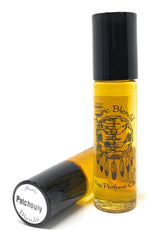 Auric Blends Patchouly roll-on bottle for portable, long-lasting fragrance on the go.