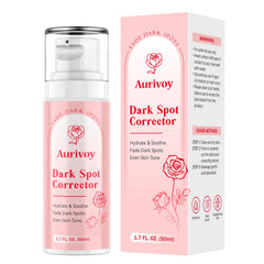 Aurivoy dark spot serum bottle with pump showing daily hydration and even tone