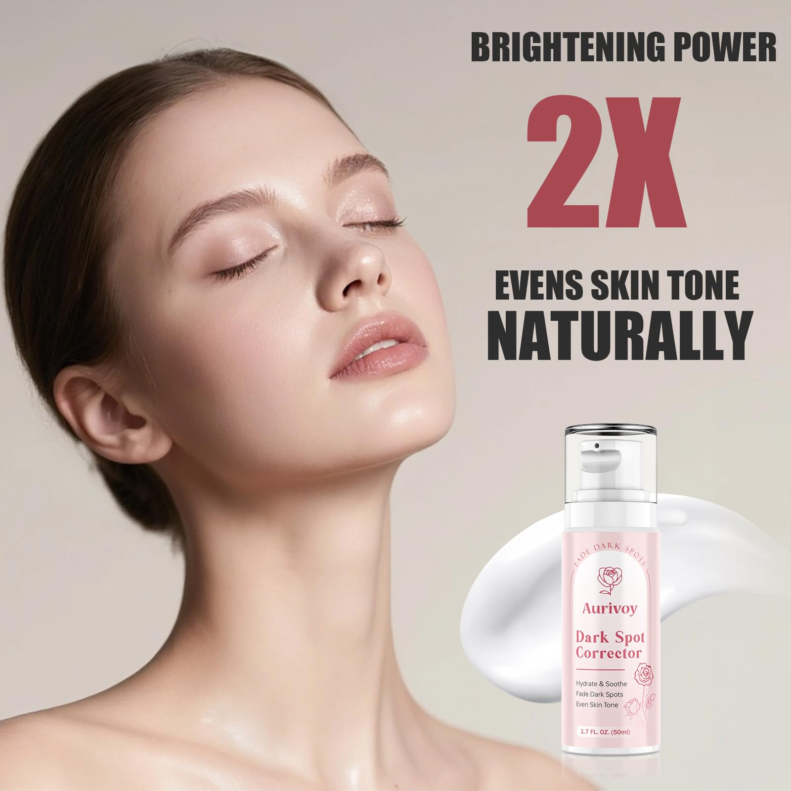 Aurivoy dark spot serum packaging close-up highlights hypoallergenic formula