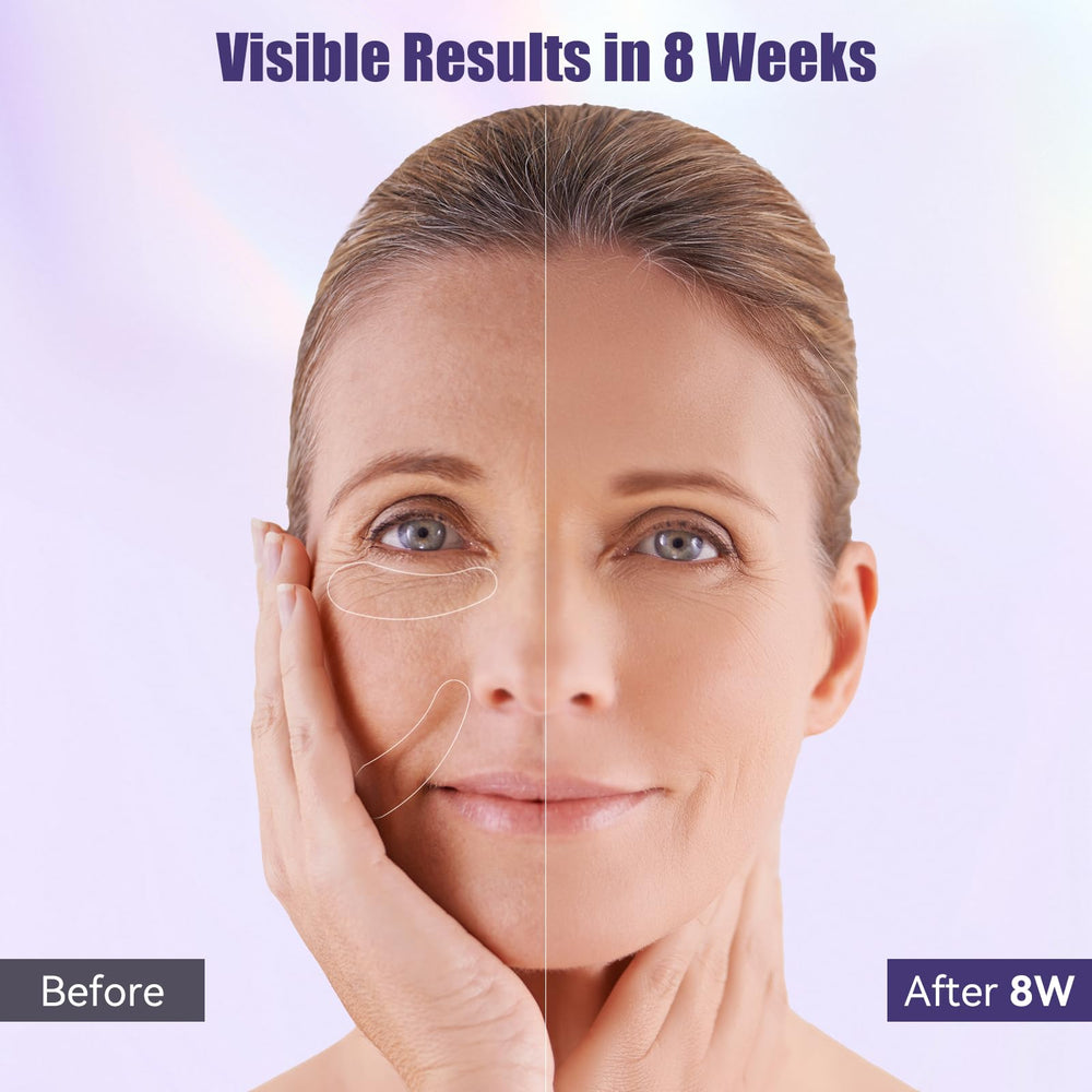 Aurivoy face and neck firming cream application shot shows instant lifting potential.