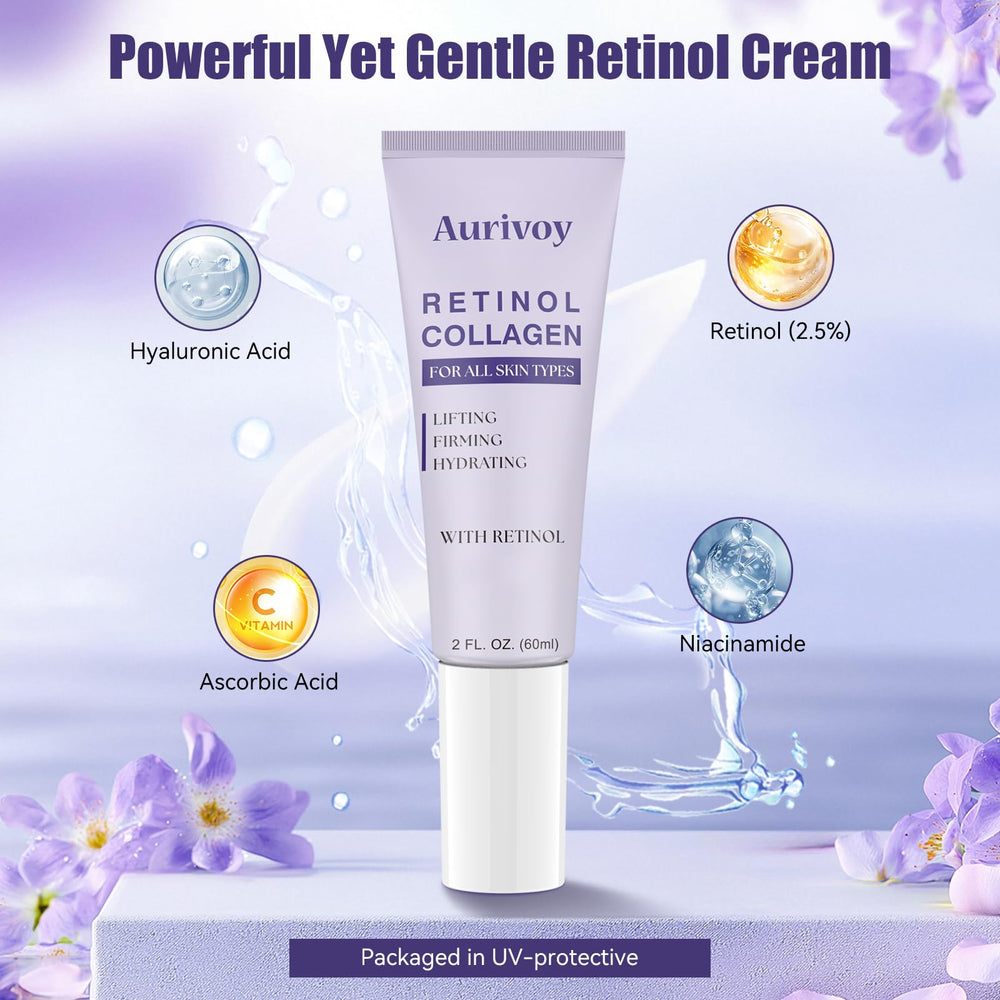 Aurivoy retinol anti-aging close-up skin demonstrates a smoother, healthier-looking complexion potential.