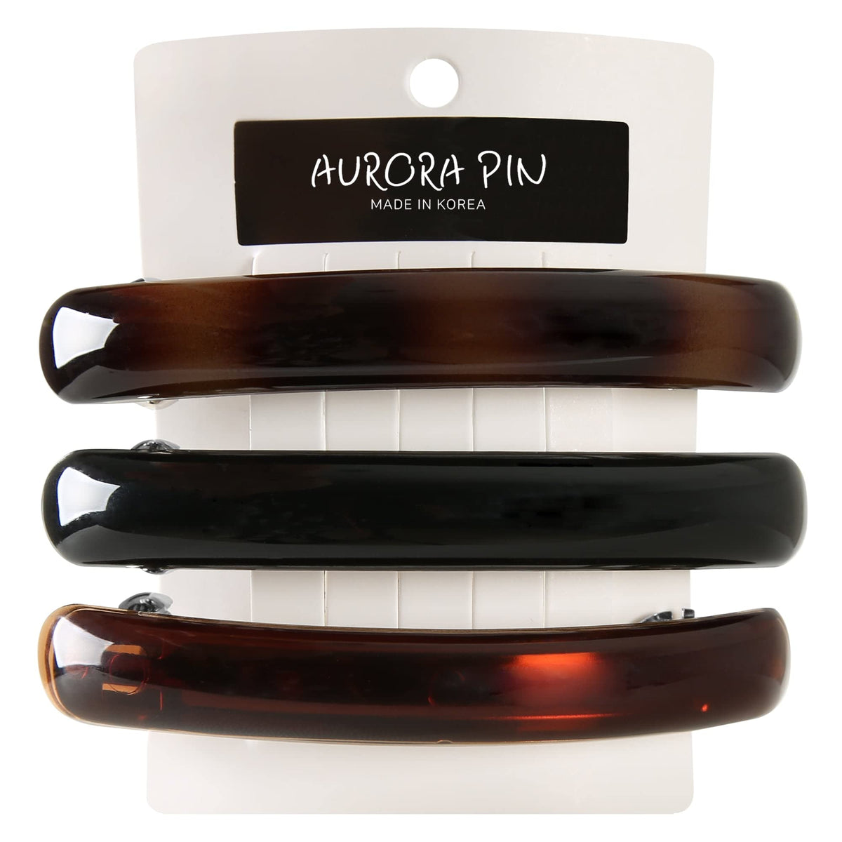 Aurora Pin tortoise-shell clip in brown tort, secure updo hold.