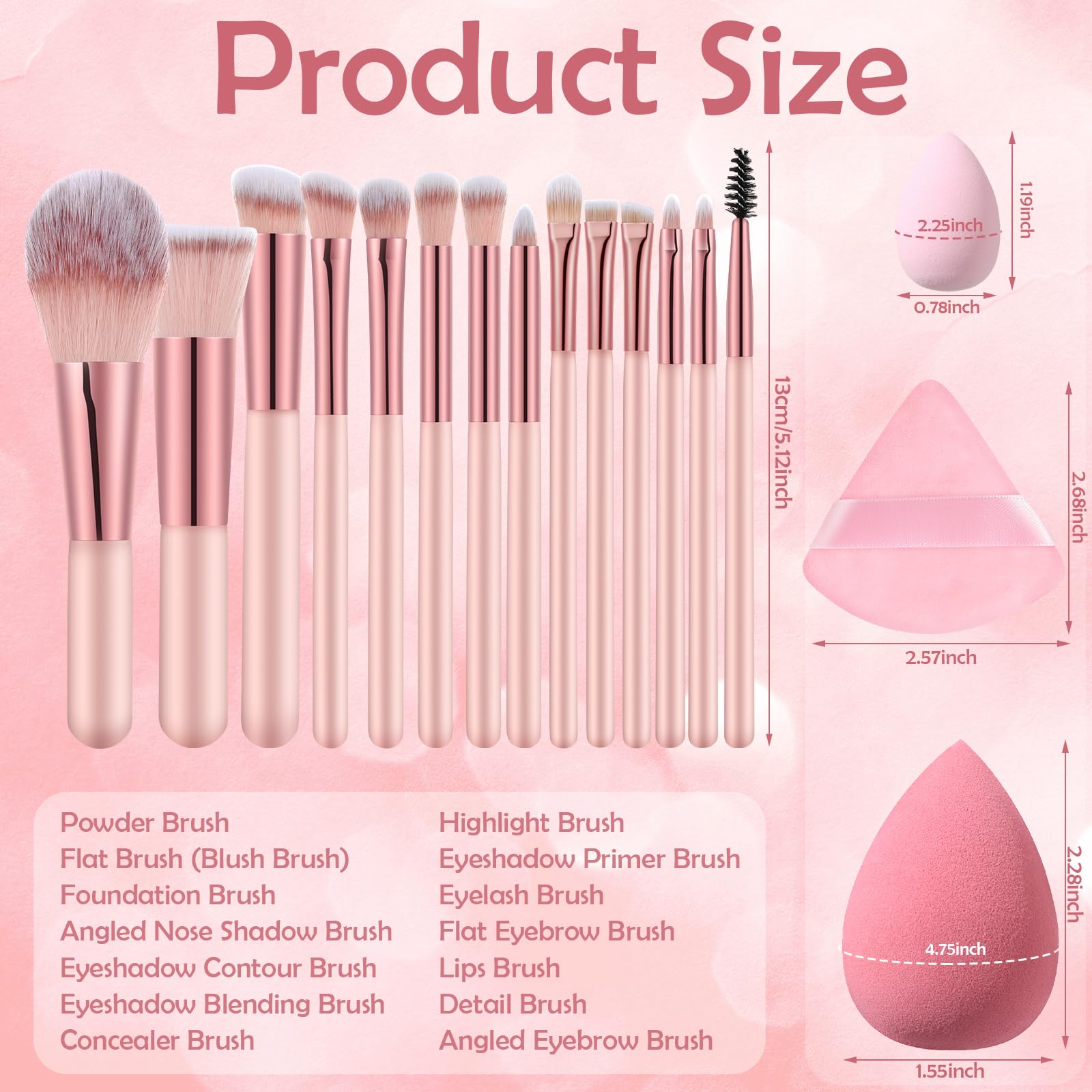 Auroray concealer and eye shadow brushes deliver precise application.