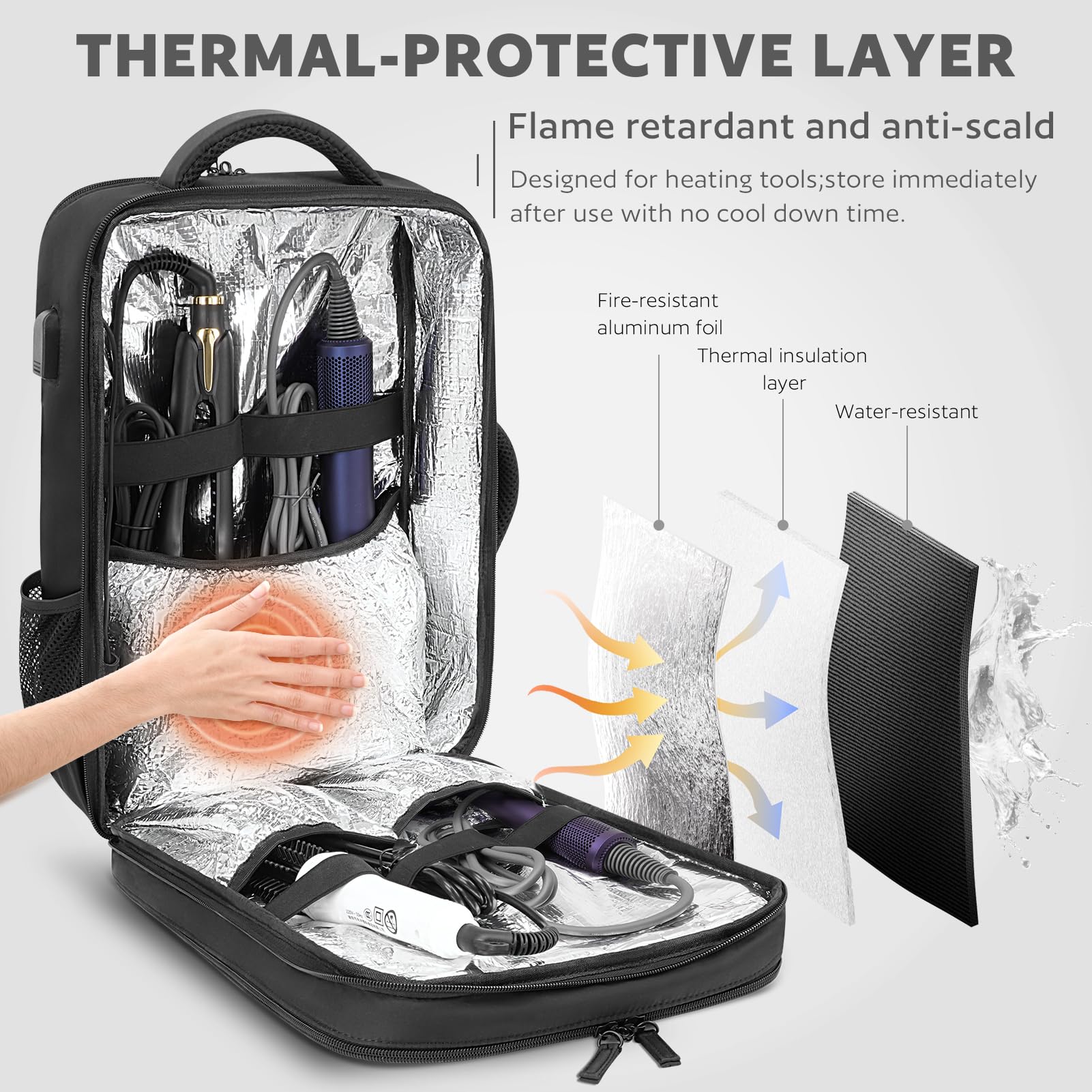 AUROTIER barber bag front pocket lock zipper protects valuables during travel