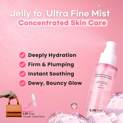 Aurtier Jelly Mist texture transition from jelly to ultra-fine mist on skin.