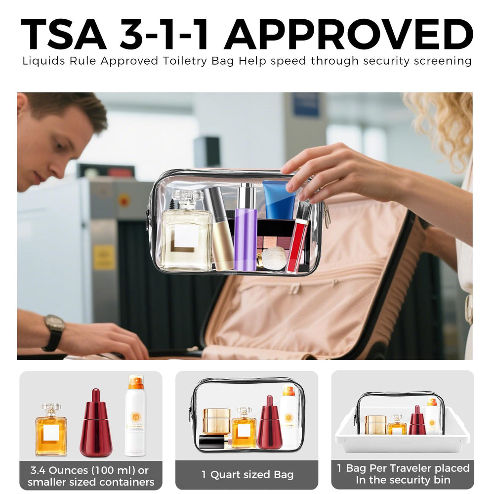 AURUZA clear makeup bag large-compartment keeps diapers or towels organized on trips.