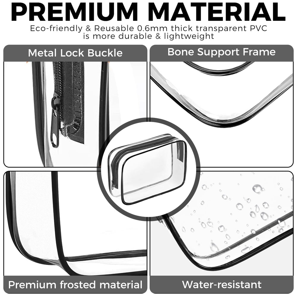 AURUZA clear makeup bag middle-compartment organizes brushes and cosmetics for quick access.