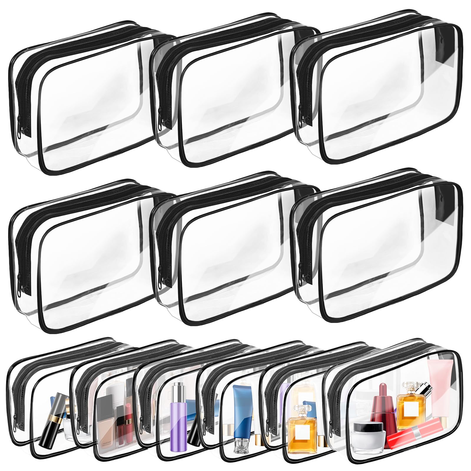 AURUZA clear makeup bag with zipper for quick security checks