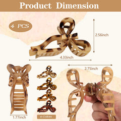 Auseibeely bow clip tortoise shell side view demonstrates strong grip for thick hair.