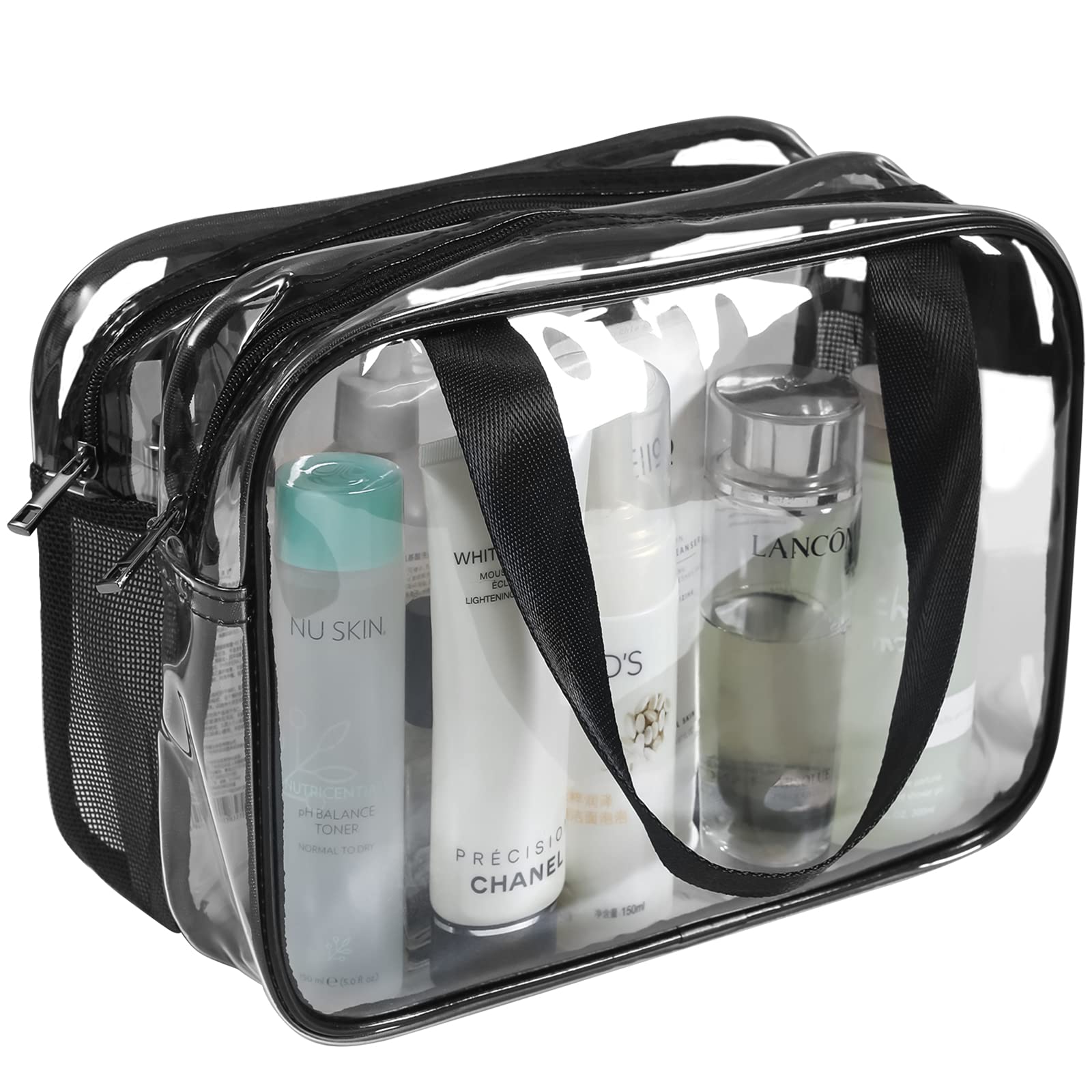 Auseibeely clear toiletry bag front view showing spacious interior for organized packing.