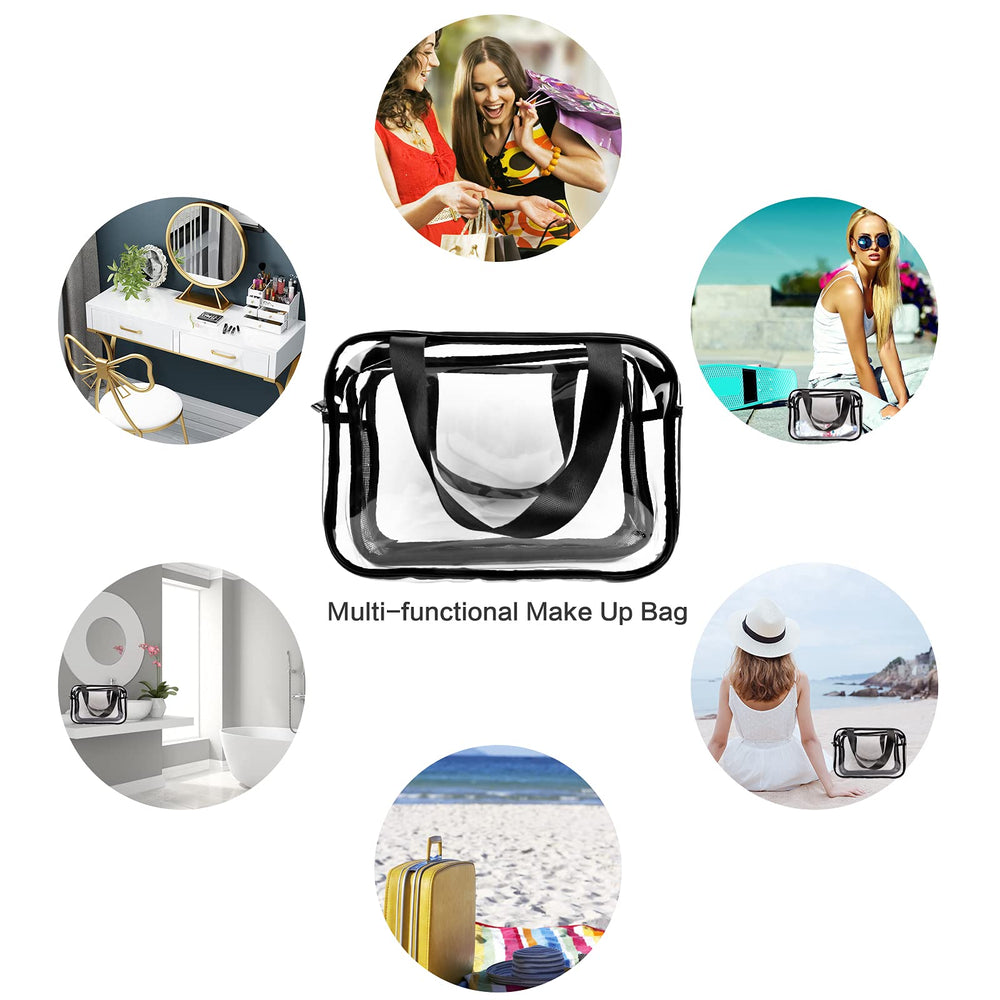 Auseibeely clear toiletry bag material closeup shows durable PVC.