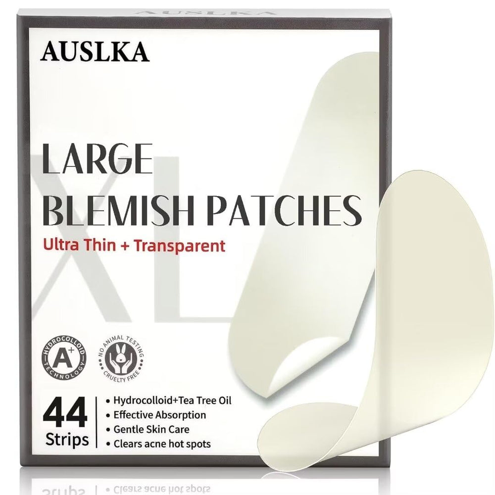 AUSLKA blemishes patches 44-strips pack front view for discreet daytime use.