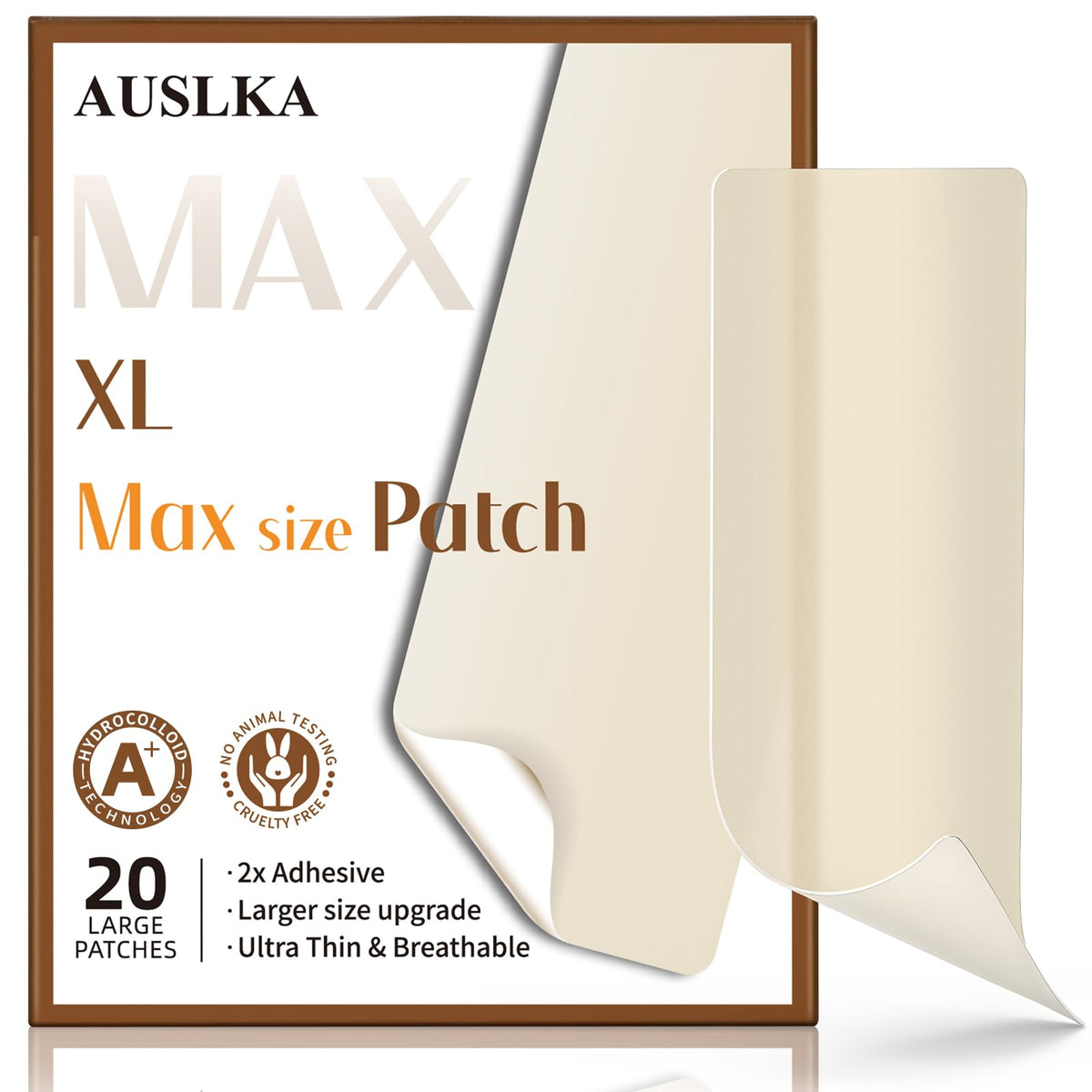 AUSLKA Large Blemish Patch XL closeup shows quick coverage for targeted blemishes.