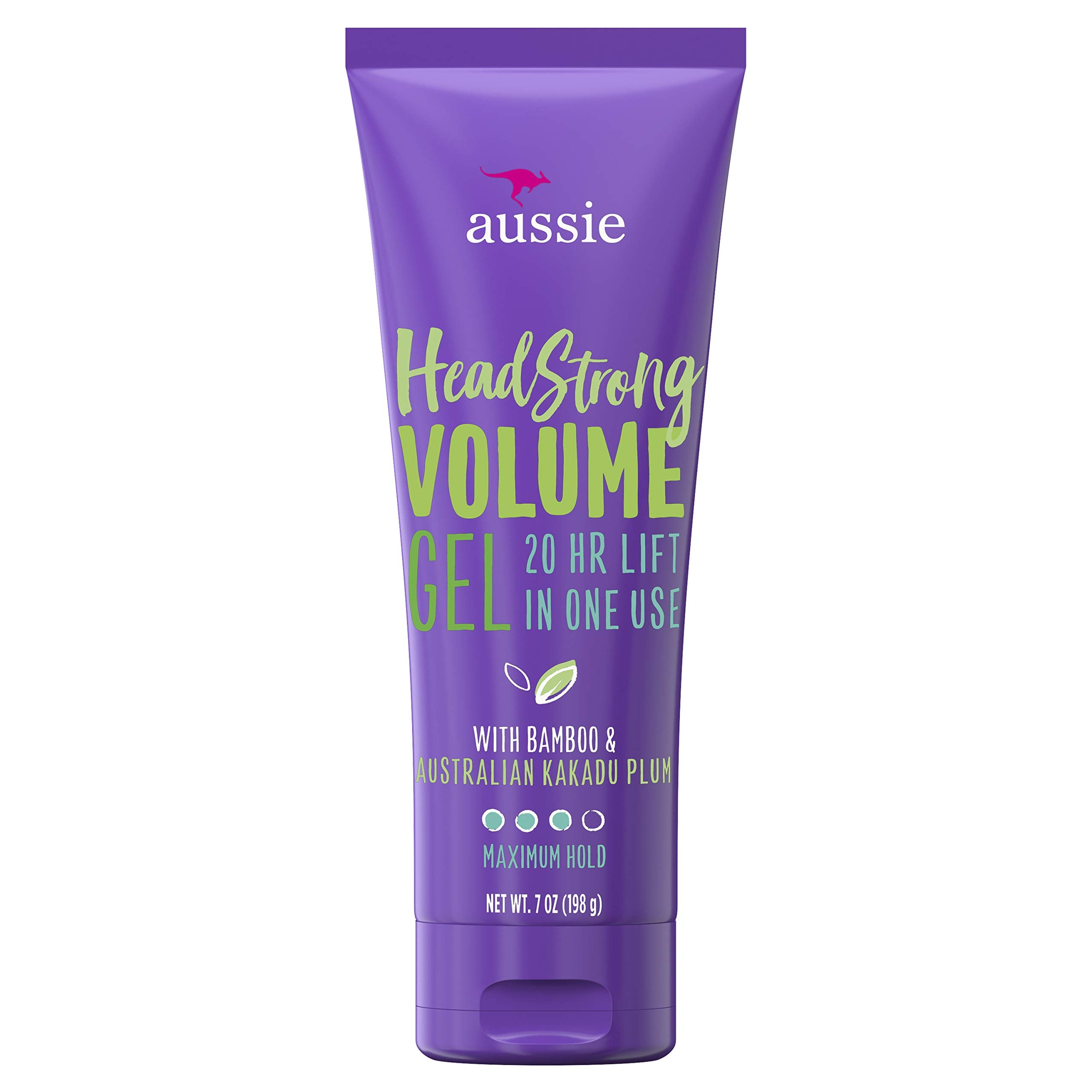 Aussie Headstrong Volume Texturizing Gel bottle-front shows lift and texture.
