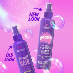 Aussie Sprunch finishing curls after styling with lasting 24-hour hold.