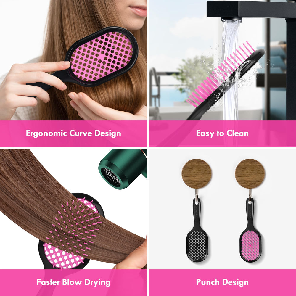 Aussumy lightweight breathable brush helps keep hair smooth with less static.