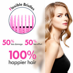Aussumy soft bristles close-up deliver gentle detangling on tangled hair.