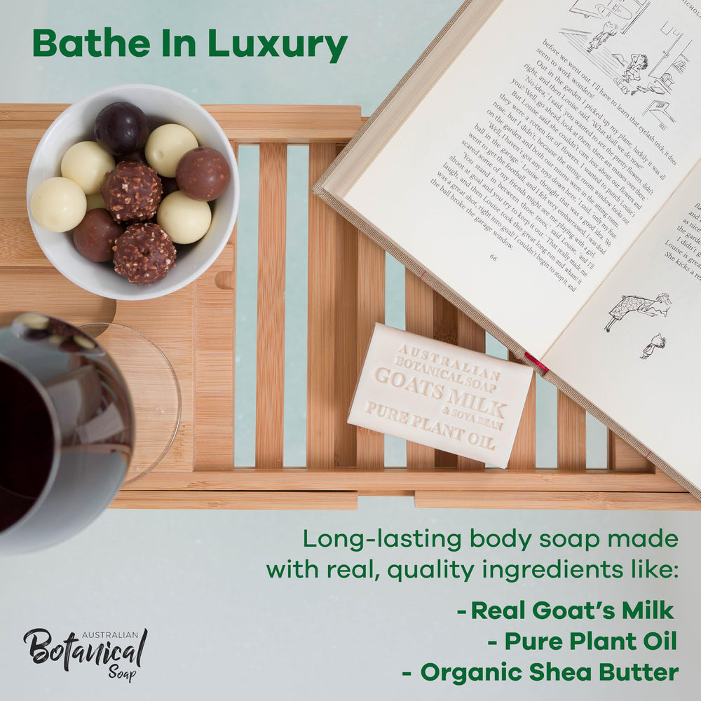 Australian Botanical Milk Soap Melon bar offers silky foam and a cooling bath-time treat.
