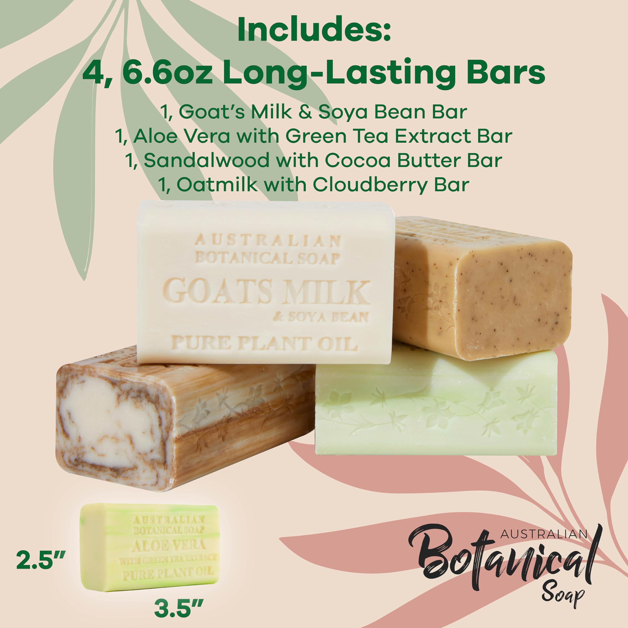 Australian Botanical Soap aloe vera green tea soap bar provides refreshing hydration