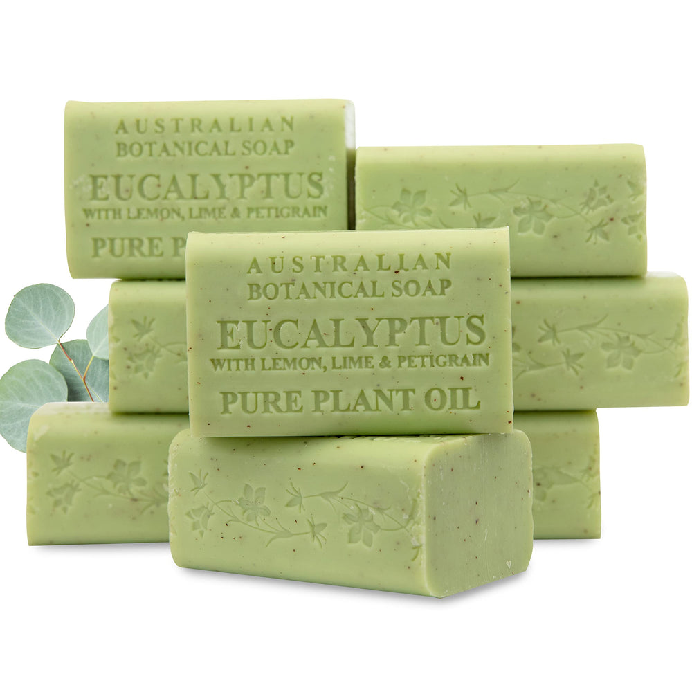 Australian Botanical Soap eucalyptus-lemon-lime-petitgrain bar delivers rich lather for daily cleansing.