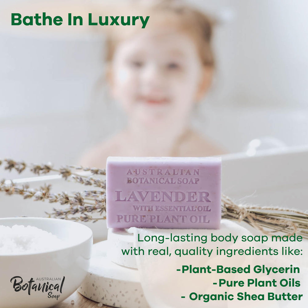 Australian Botanical Soap lavender-oil-drop focuses on soothing fragrance and skin-friendly nourishment