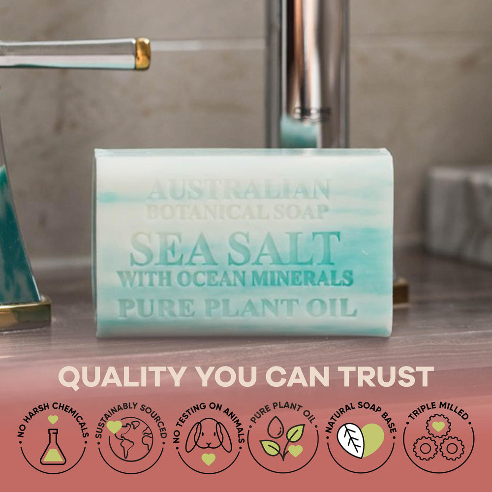 Australian Botanical Soap long lasting bar with rich lather and rinse clean finish.