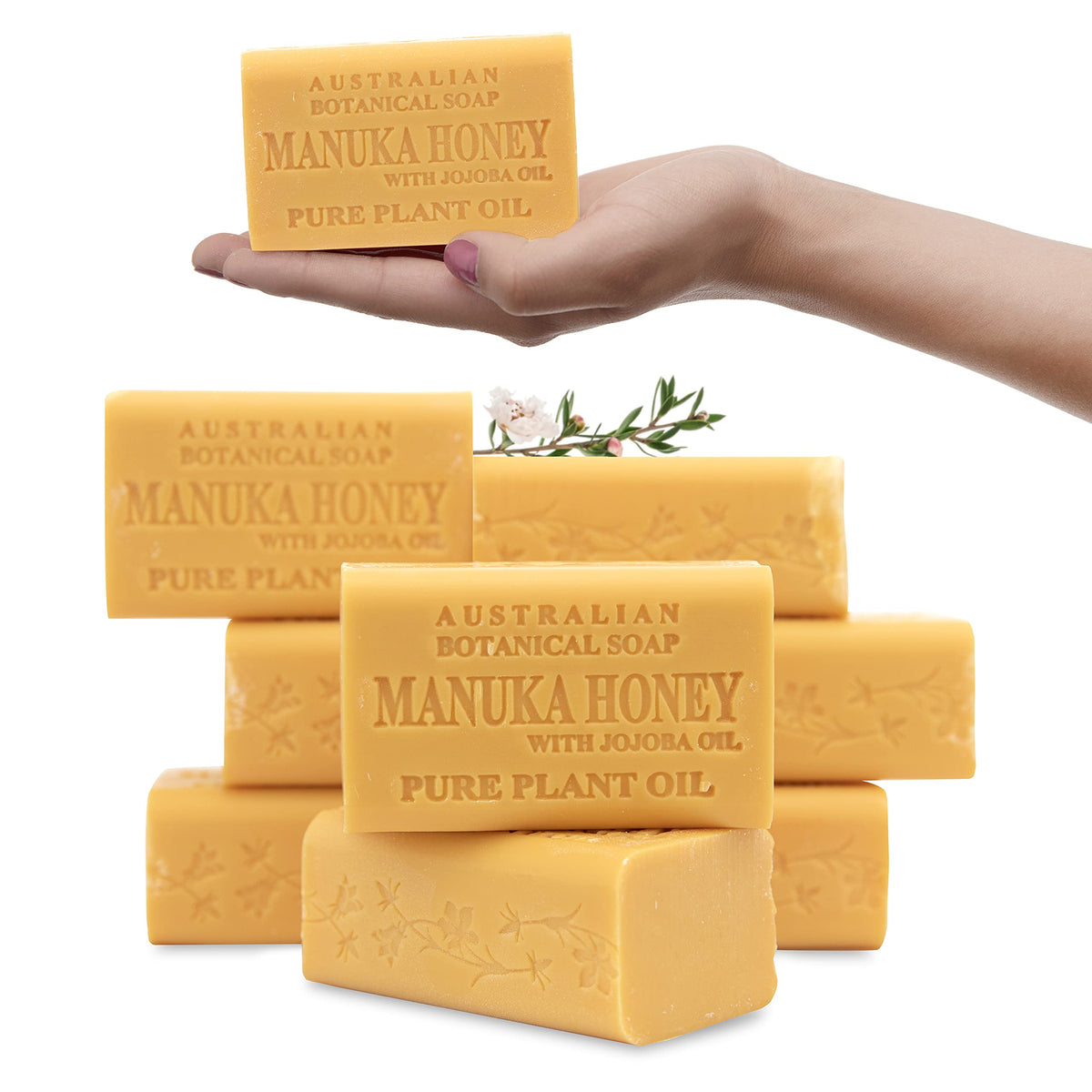 Australian Botanical Soap Manuka Honey Jojoba Bar closeup highlights nourishing daily cleansing