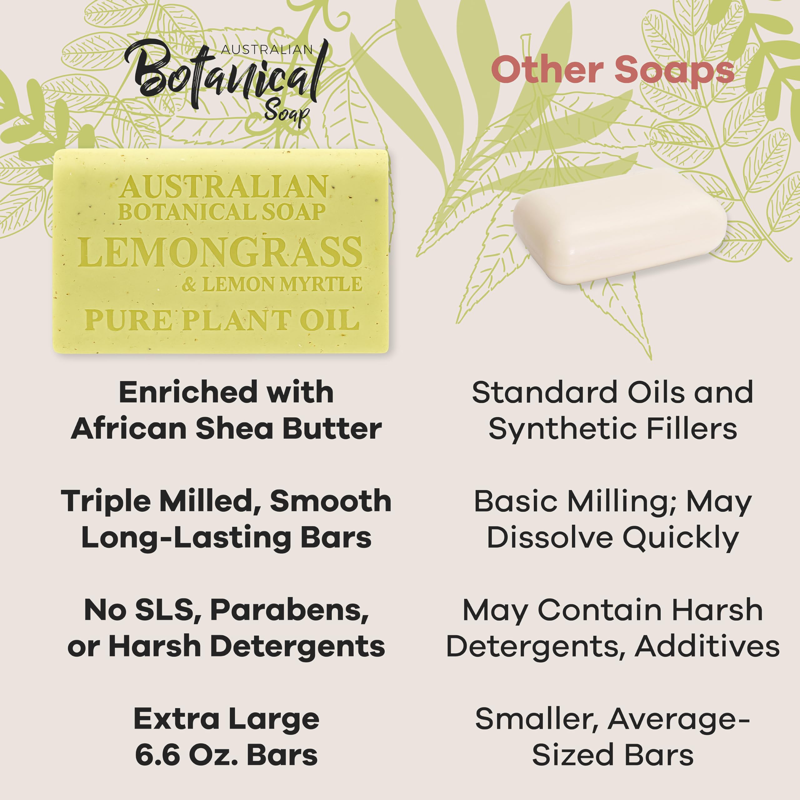 Australian Botanical Soap invigorating lemongrass scent for mornings
