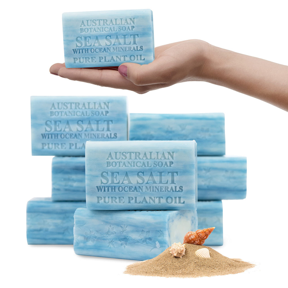 Australian Botanical Soap sea salt bar lather for gentle cleansing and radiant skin.
