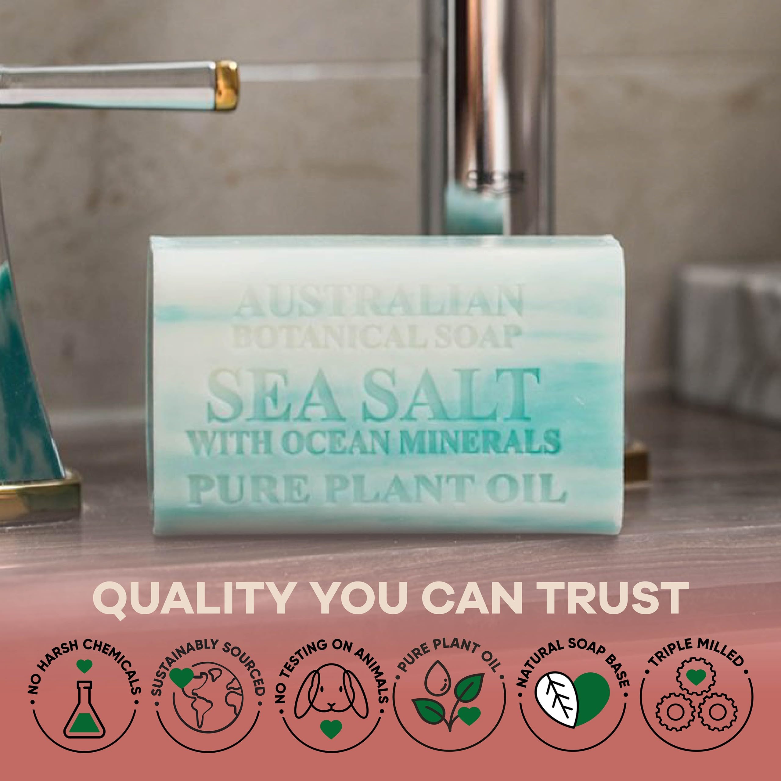 Australian Botanical Soap Shea butter detail suggests creamy moisture for skin.