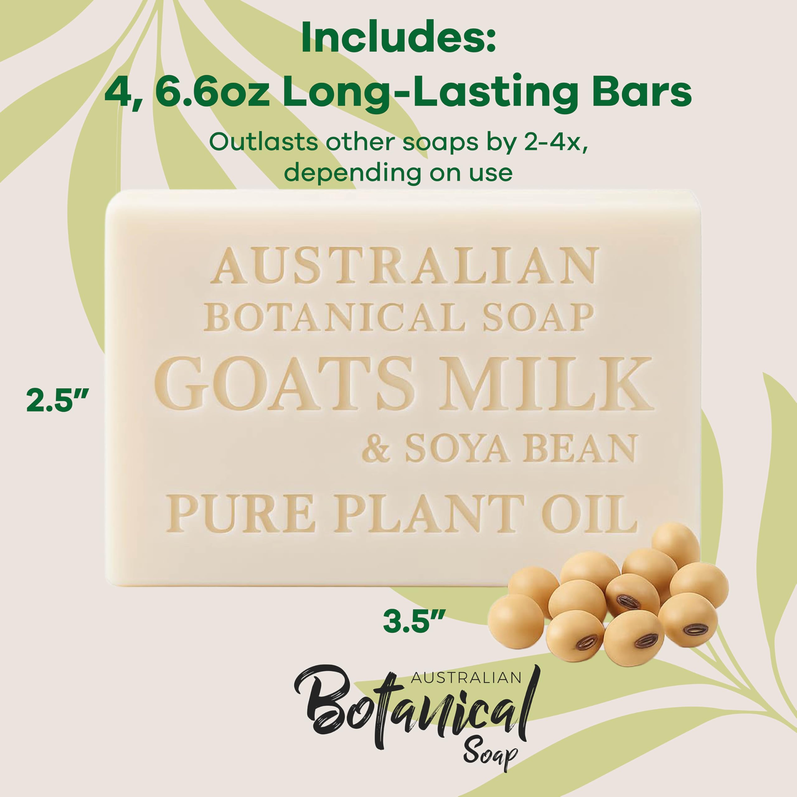 Australian Botanical Soap soya bean oil ingredient bottle with droplets signals nourishing daily care