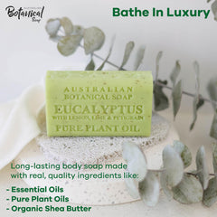 Australian Botanical Soap triple-milled bar close-up showing long-lasting, creamy lather.