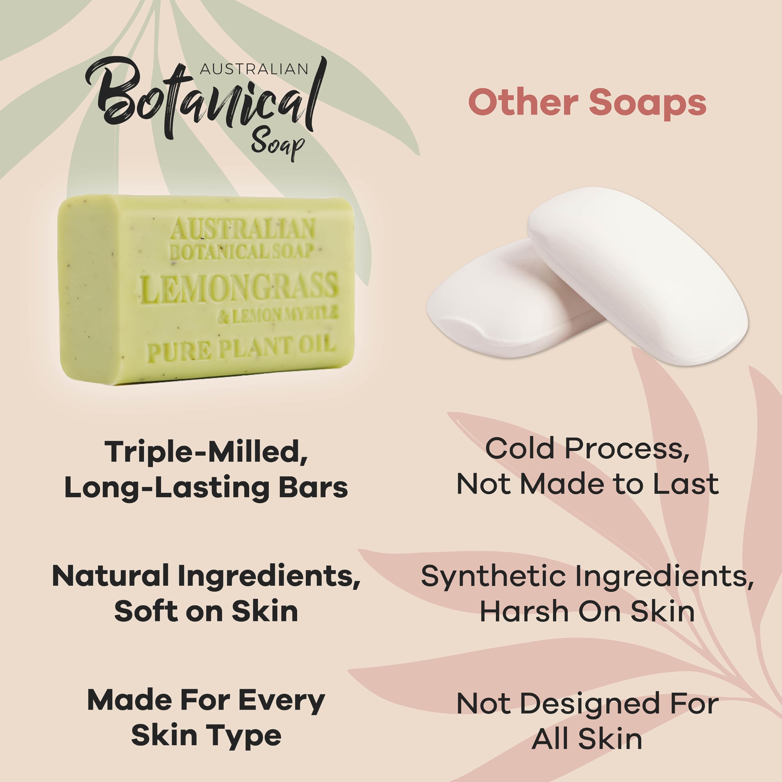 Australian Botanical Soap triple-milled long-lasting image emphasizing durable foamy lather
