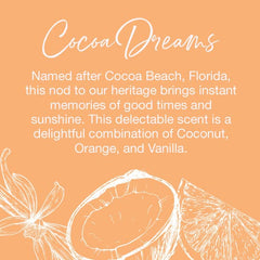 Australian Gold Hemp Nation Cocoa Dreams tan extender ingredients-visual highlights coconut and orange blend for a fresh fragrance.