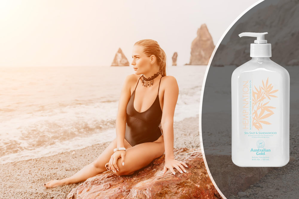 Australian Gold Hemp Nation sea salt sandalwood coastal vibe mood image.