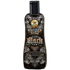 Australian Gold Sinfully Black 15x bottle-front highlighting deep bronzing potential.