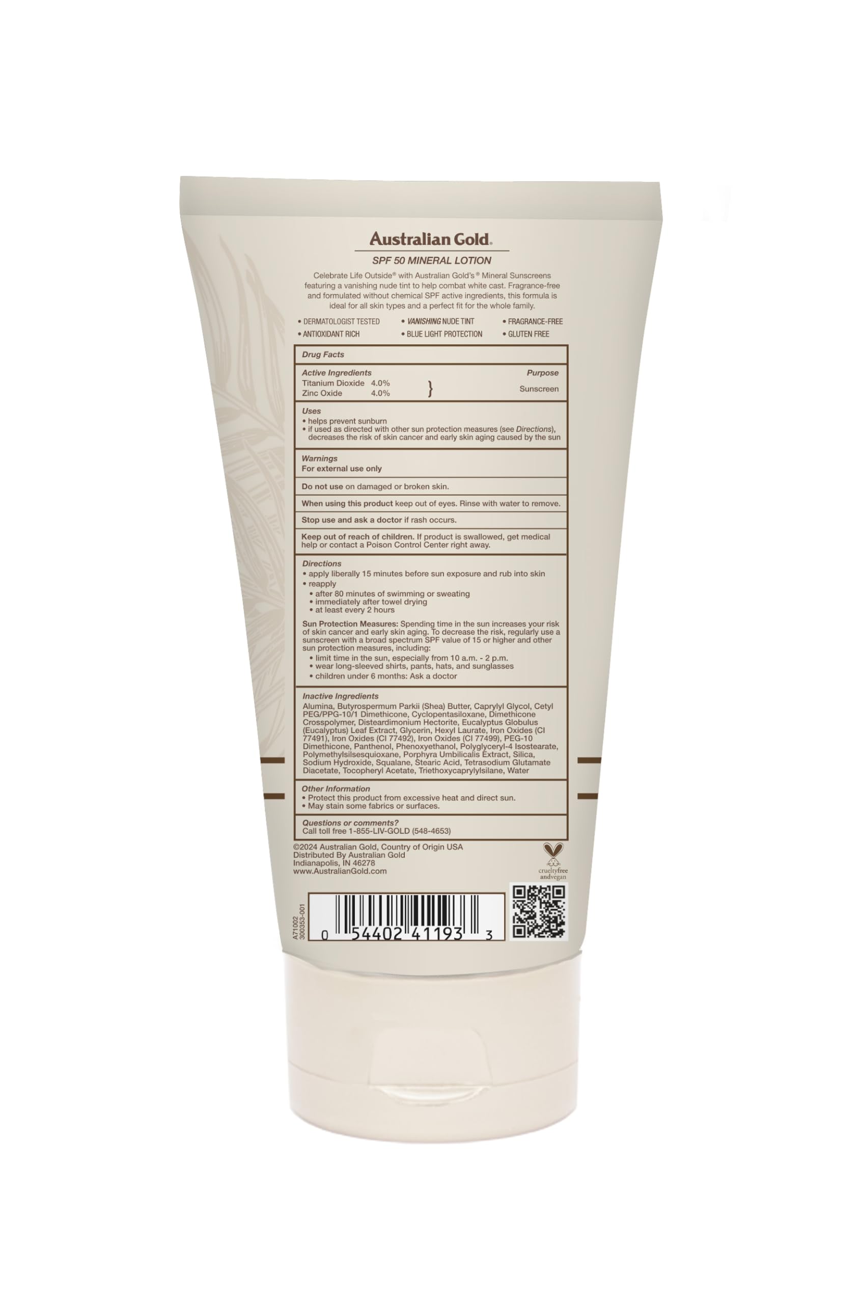Australian Gold SPF 50 Mineral Sunscreen demonstrates blue light protection for digital-age skin.