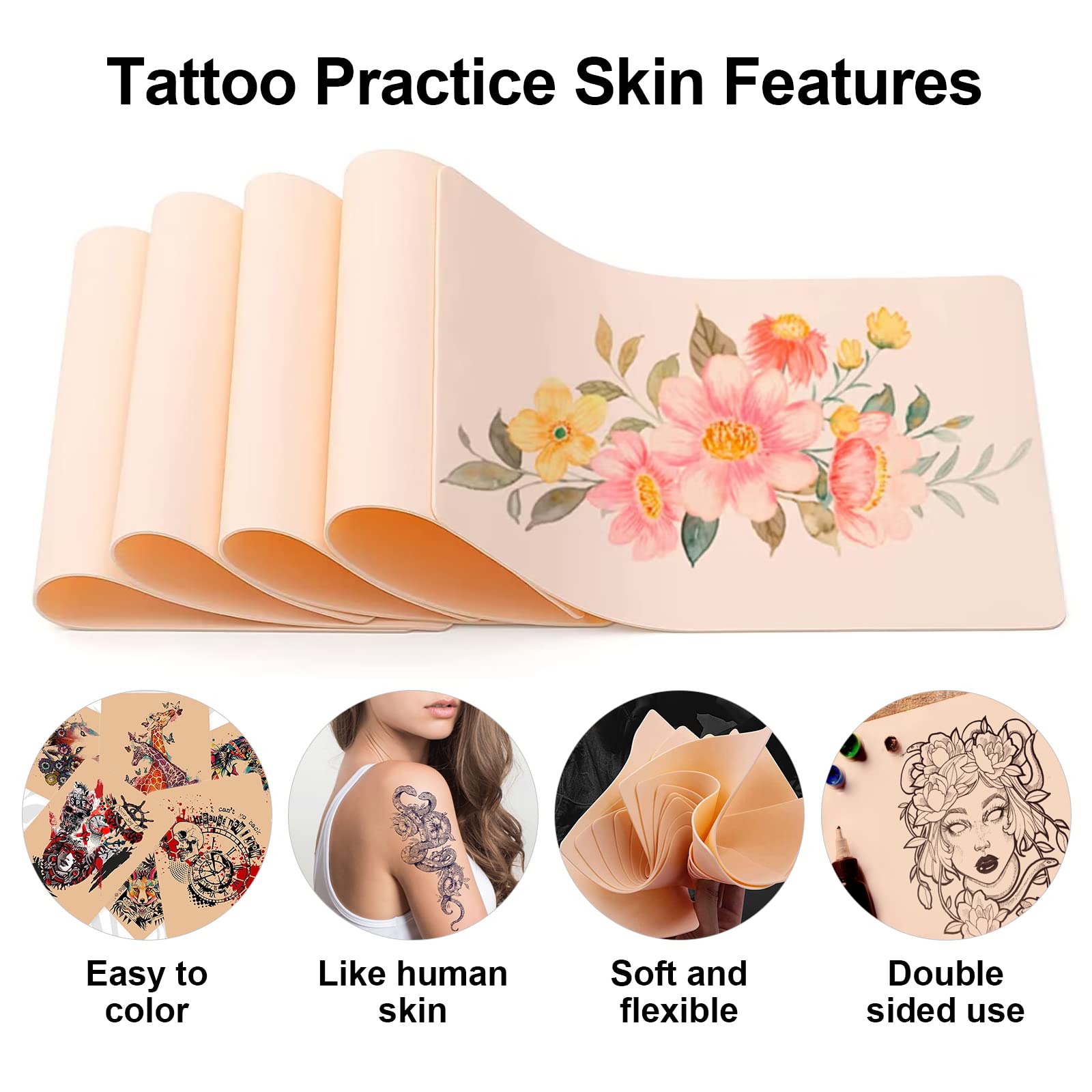 Autdor fake skin with 1mm depth and 3.5mm stretch for curved-surface tattoo drills.