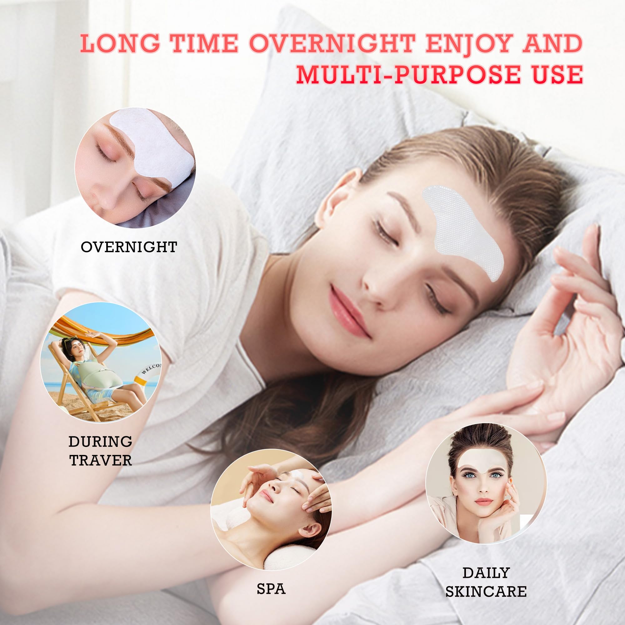 Auteek forehead wrinkle patches application on face demonstrates simple nightly routine for smoother skin.