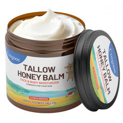 Auteli beef tallow whipped balm jar showing rich texture for deep hydration