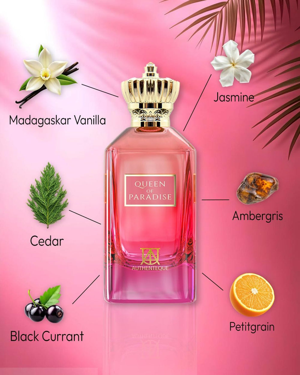 Authenteque Queen of Paradise lavender note conveys calming floral tone
