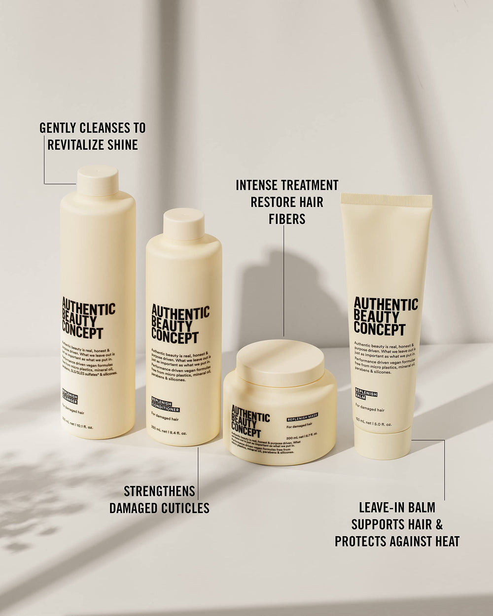 Authentic Beauty Concept Replenish Cleanser foam lather provides gentle cleansing.