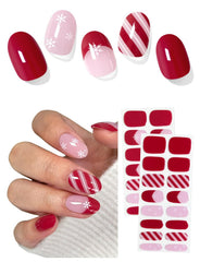 AutyaMee semi-cured nail strips in Christmas red French packaging offer home manicure convenience.