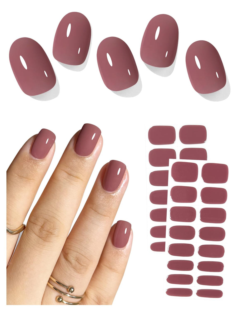 AutyaMee semi-cured nail strips Fall Mauve box for quick at-home salon-style nails.