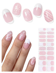 AutyaMee semi-cured nail strips in French Snowflake for a festive manicure up to two weeks