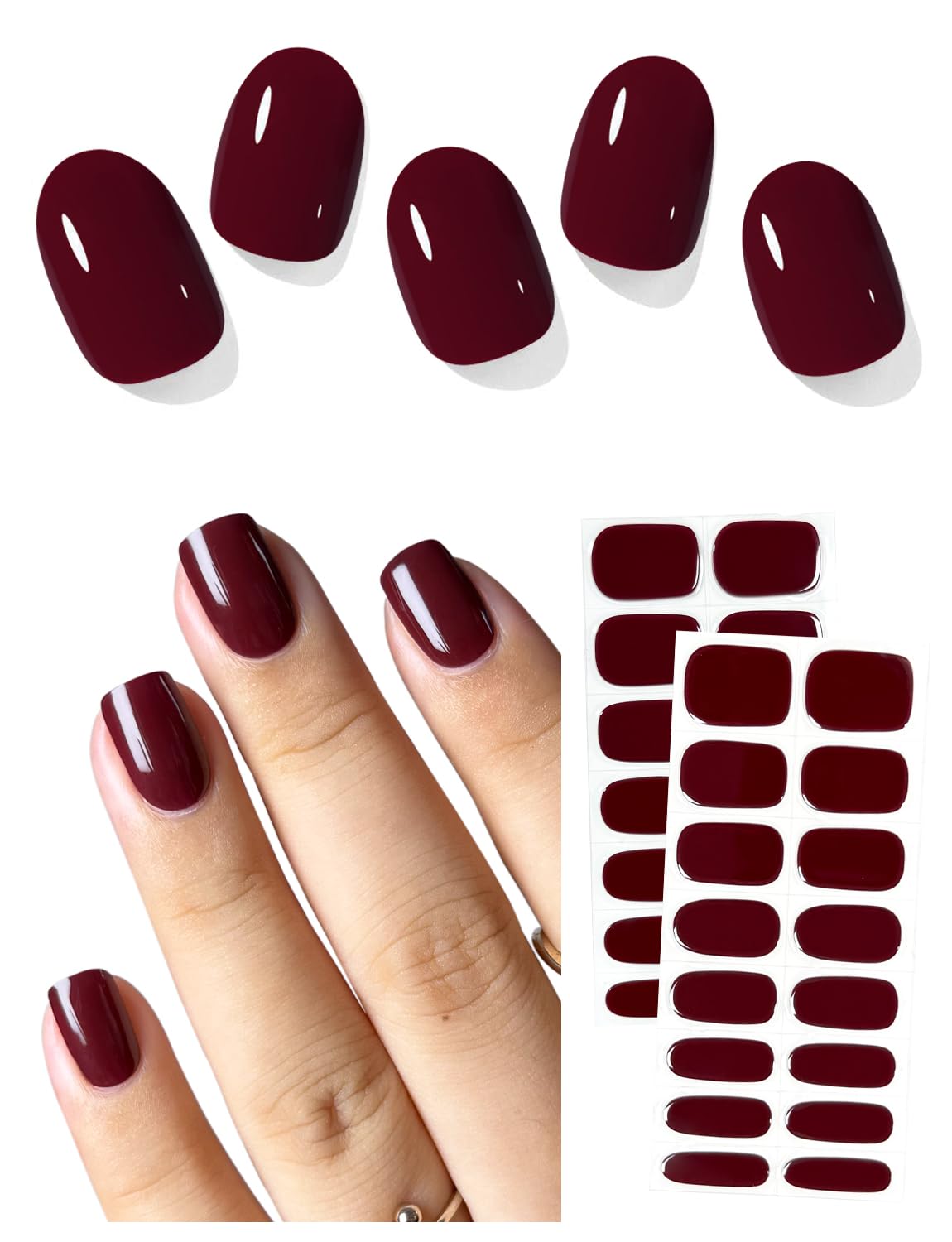 AutyaMee wine red N02 nail strip close-up for precise, smooth application.